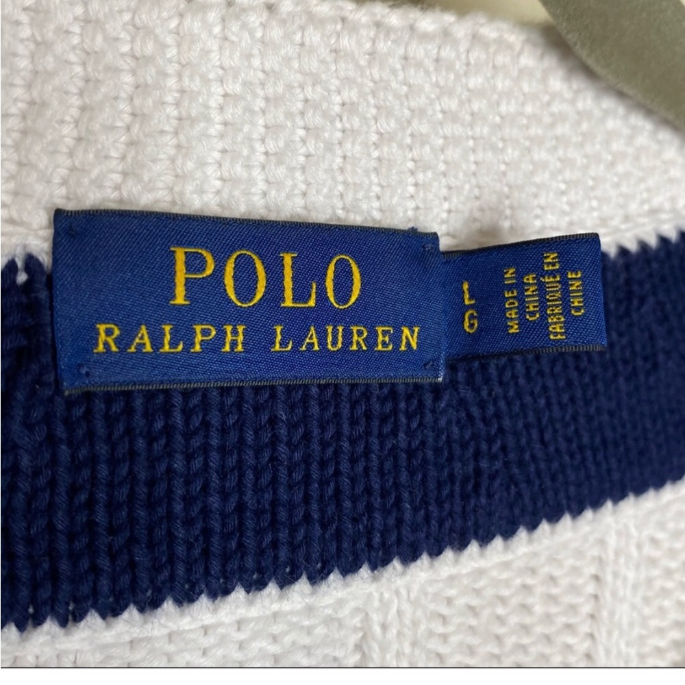 Polo by Ralph Lauren White and Navy V-Neck Sweater - Picture 6 of 6